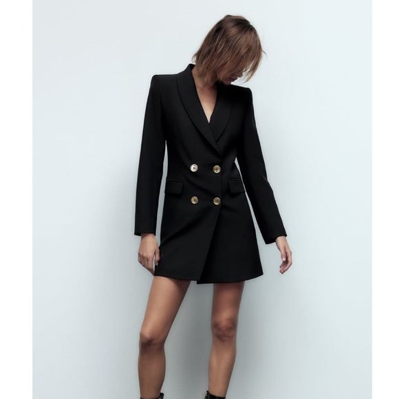 ZARA DOUBLE BREASTED LONG BLAZER NWT L - Picture 2 of 12
